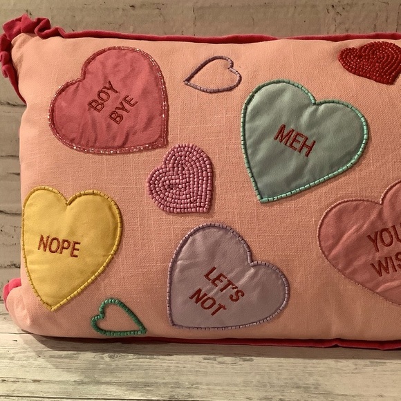 CUPCAKES & CASHMERE 14x24 Beaded Candy Hearts Pillow - Picture 3 of 9